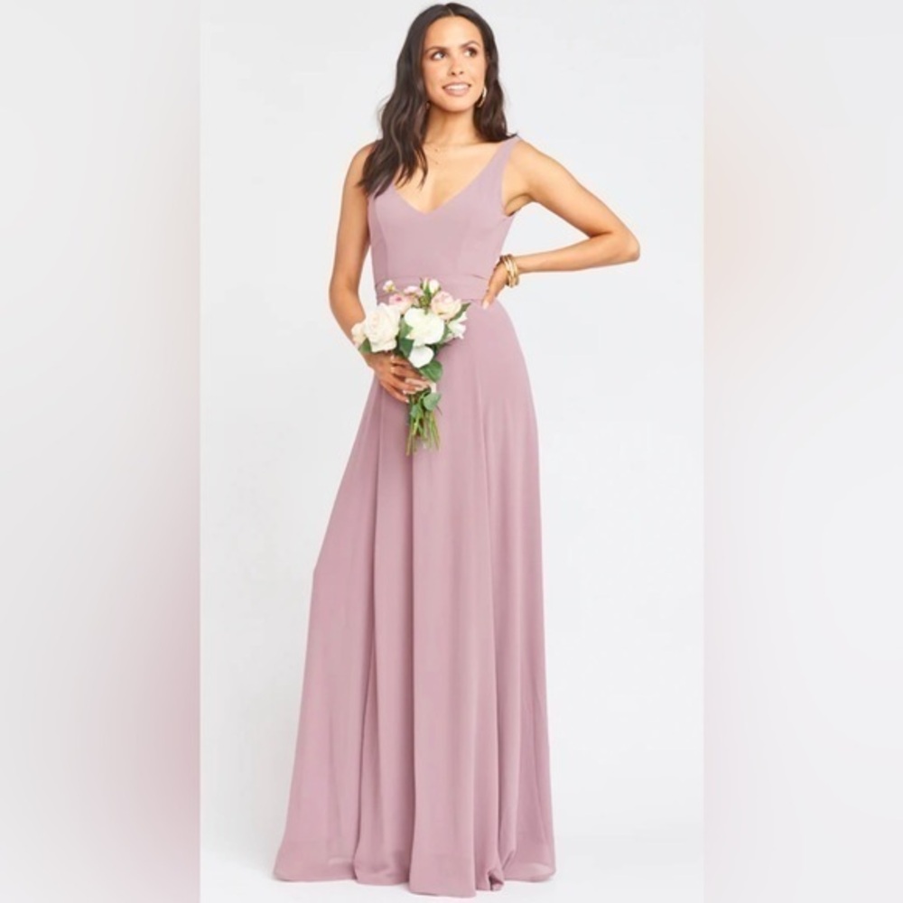 Show Me Your Mumu Jenn Maxi Chiffon Dress Size XS Dusty Rose Pink Bridesmaid
